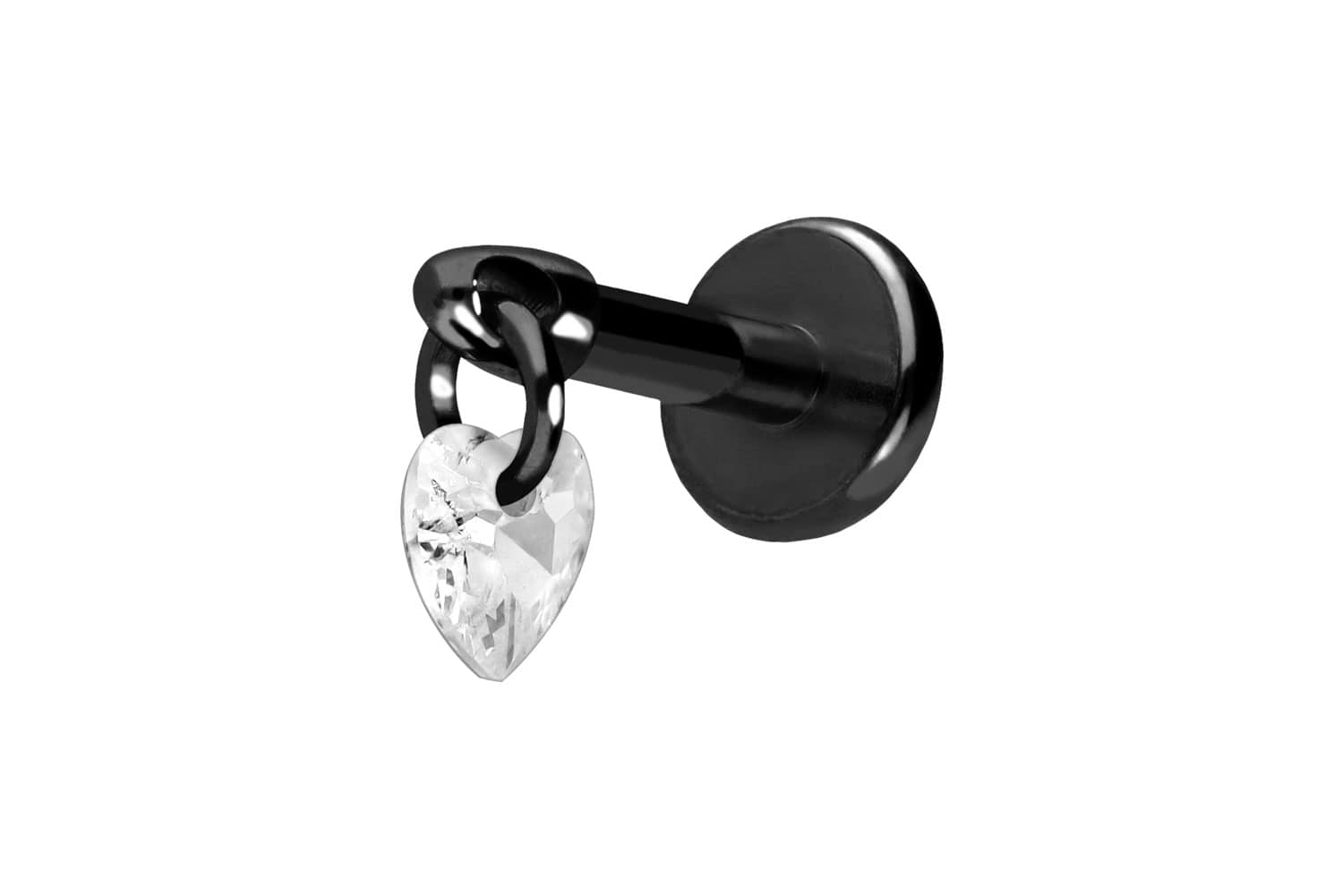 Titan Labret Piercing mit Push Fit KRISTALLHERZ